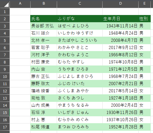 Excel 1行おきに色付け 色を逆にする