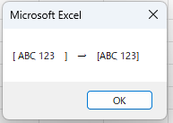 VBA 文字列前後の空白削除 実行結果